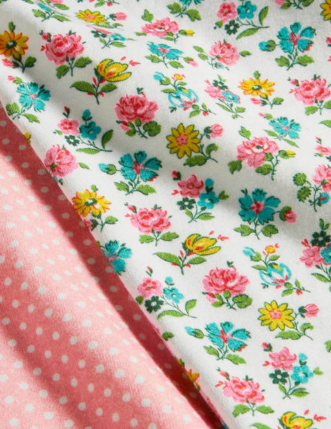 2 pyjamas douillets - Motif floral ivoire/pois roses 2 pyjamas douillets - Motif floral ivoire/pois roses