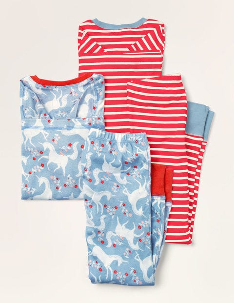 Twin Pack Snug Pajamas - Frosted Blue Unicorn/Red Twin Pack Snug Pajamas - Frosted Blue Unicorn/Red