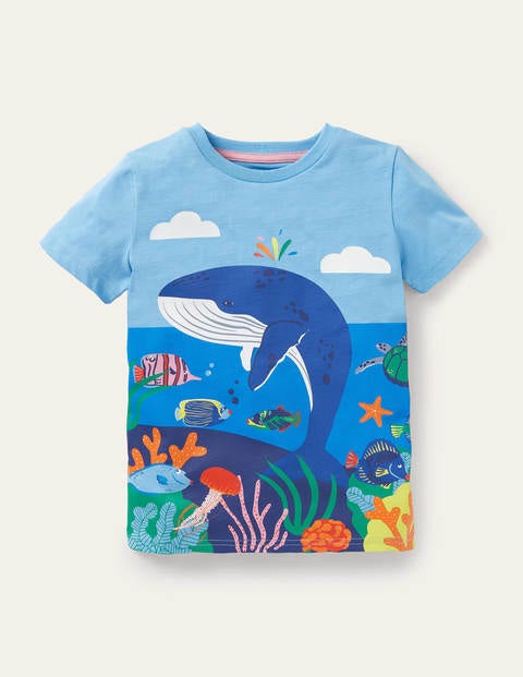 T-shirt avec paysage tropical - Baleine bleu surf T-shirt avec paysage tropical - Baleine bleu surf