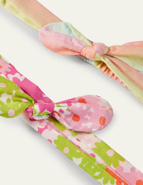 Bow Headbands 2 Pack - Bright Multi Floral Rainbow Bow Headbands 2 Pack - Bright Multi Floral Rainbow