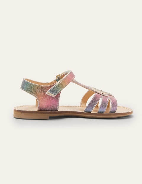 Novelty Leather Sandals - Rainbow Metallic Shell Novelty Leather Sandals - Rainbow Metallic Shell