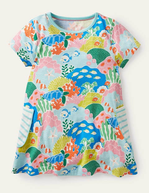 Short-sleeved Printed Tunic - Multi Coral Reef Short-sleeved Printed Tunic - Multi Coral Reef
