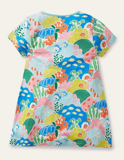 Short-sleeved Printed Tunic - Multi Coral Reef Short-sleeved Printed Tunic - Multi Coral Reef