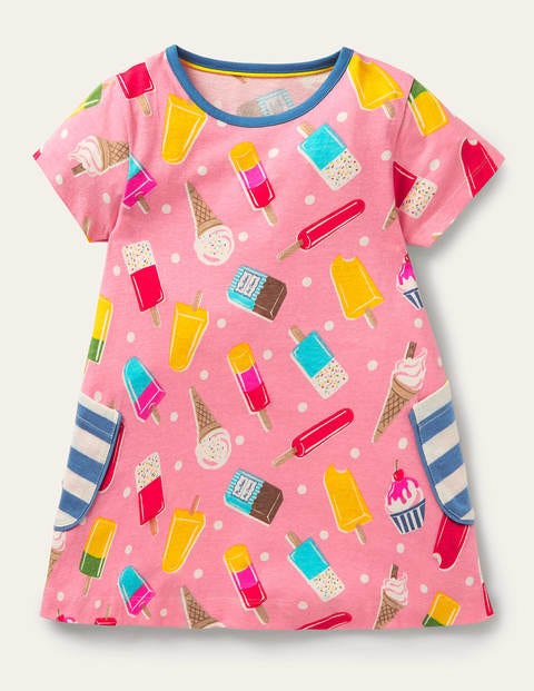 Short-sleeved Printed Tunic - Pink Lemonade Ice Cream Spot