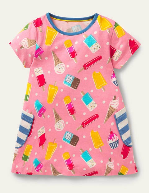 Short-sleeved Printed Tunic - Pink Lemonade Ice Cream Spot Short-sleeved Printed Tunic - Pink Lemonade Ice Cream Spot