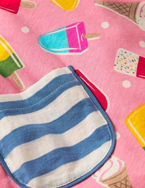 Short-sleeved Printed Tunic - Pink Lemonade Ice Cream Spot Short-sleeved Printed Tunic - Pink Lemonade Ice Cream Spot