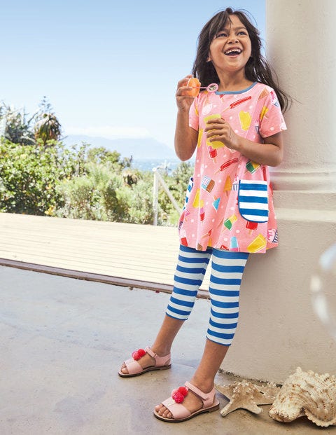 Short-sleeved Printed Tunic - Pink Lemonade Ice Cream Spot Short-sleeved Printed Tunic - Pink Lemonade Ice Cream Spot
