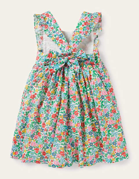 Gemustertes Kleid mit Rückenschleife - Bunt, Filigranes Vintage-Blumenmuster Gemustertes Kleid mit Rückenschleife - Bunt, Filigranes Vintage-Blumenmuster