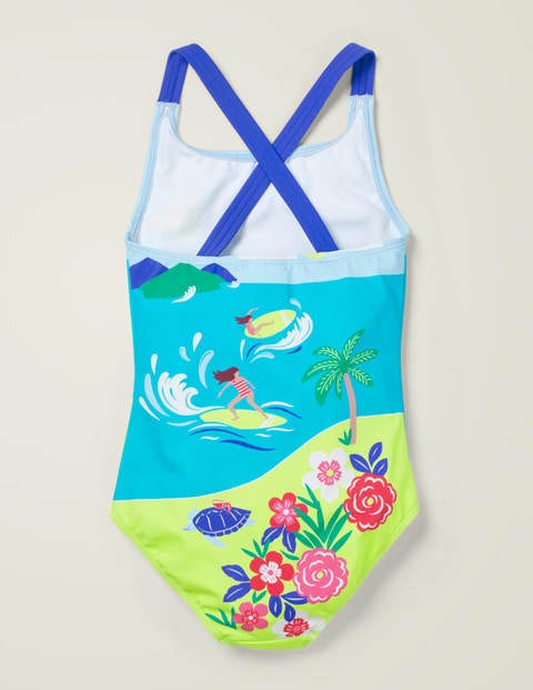Cross-back Swimsuit - Aqua Jade Island Adventure Cross-back Swimsuit - Aqua Jade Island Adventure