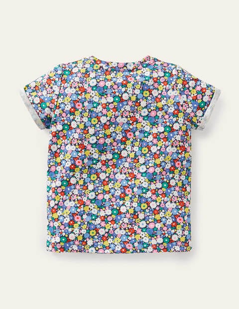 Flammgarn-T-Shirt mit Sterntasche - Elisabethanisches Blau, Blumenbeet Flammgarn-T-Shirt mit Sterntasche - Elisabethanisches Blau, Blumenbeet