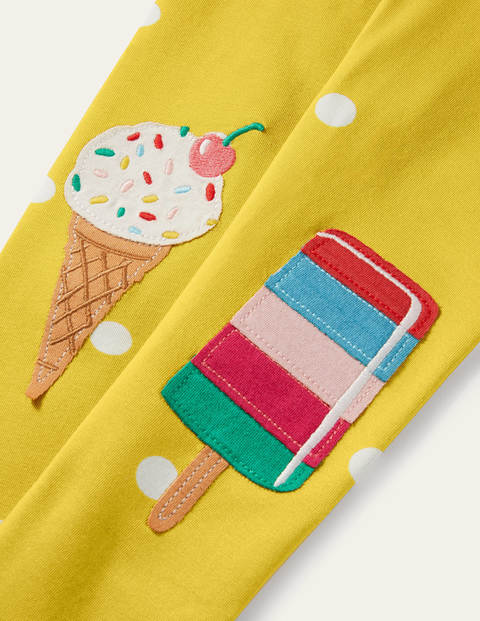 Fun Appliqué Leggings - Sweetcorn Yellow Ice Cream Fun Appliqué Leggings - Sweetcorn Yellow Ice Cream