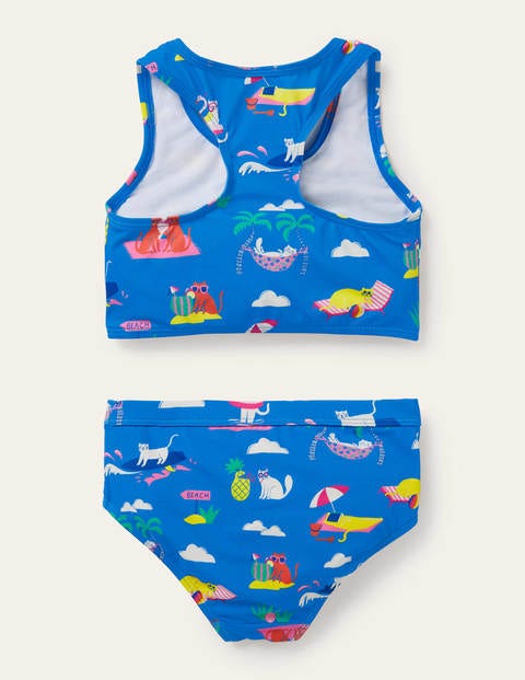 Racerback Bikini Set - Moroccan Blue Holiday Cats Racerback Bikini Set - Moroccan Blue Holiday Cats
