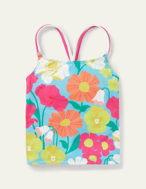 Patterned Tankini Top - Aqua Fabulous Floral Patterned Tankini Top - Aqua Fabulous Floral