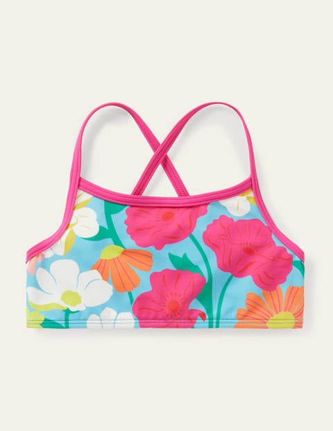 Patterned Bikini Top - Aqua Fabulous Floral Patterned Bikini Top - Aqua Fabulous Floral