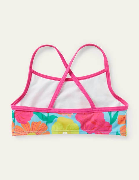 Patterned Bikini Top - Aqua Fabulous Floral Patterned Bikini Top - Aqua Fabulous Floral