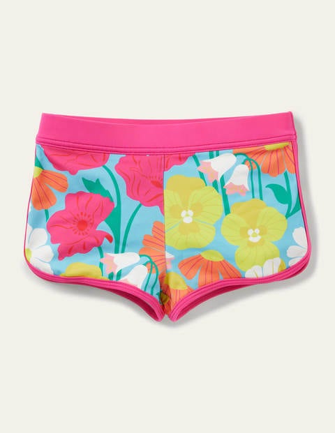 Patterned Swim Shorts - Aqua Fabulous Floral Patterned Swim Shorts - Aqua Fabulous Floral