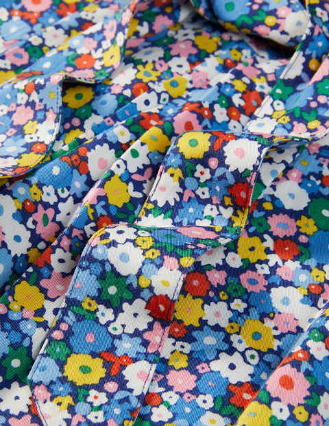 Gemusterte Hose mit Bindegürtel - Elisabethanisches Blau, Blumenbeet Gemusterte Hose mit Bindegürtel - Elisabethanisches Blau, Blumenbeet