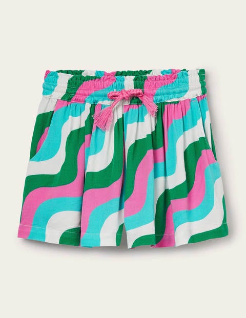 Printed Woven Shorts - Sapling Green Wave Printed Woven Shorts - Sapling Green Wave