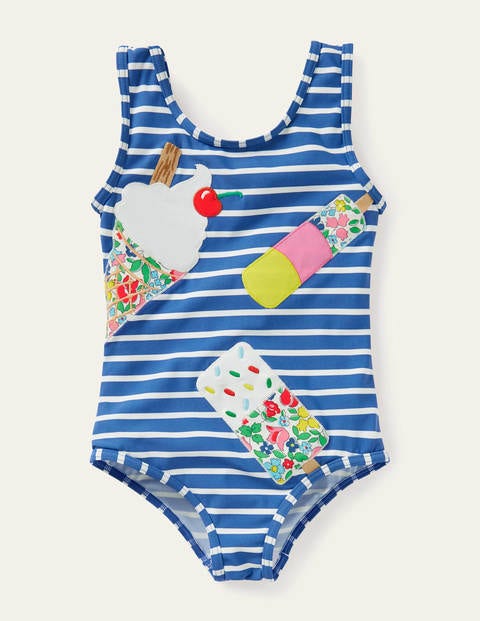 Maillot de bain fun à appliqué - Glaces bleu élisabéthain Maillot de bain fun à appliqué - Glaces bleu élisabéthain