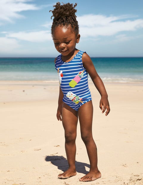 Maillot de bain fun à appliqué - Glaces bleu élisabéthain Maillot de bain fun à appliqué - Glaces bleu élisabéthain