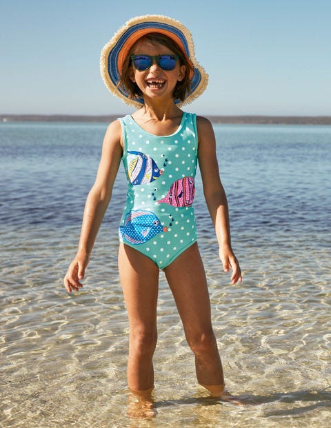 Fun Appliqué Swimsuit - Green/ Ivory Spot Fish Fun Appliqué Swimsuit - Green/ Ivory Spot Fish