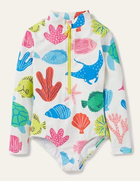 Long-sleeved Swimsuit - Multi Giant Fish Friends