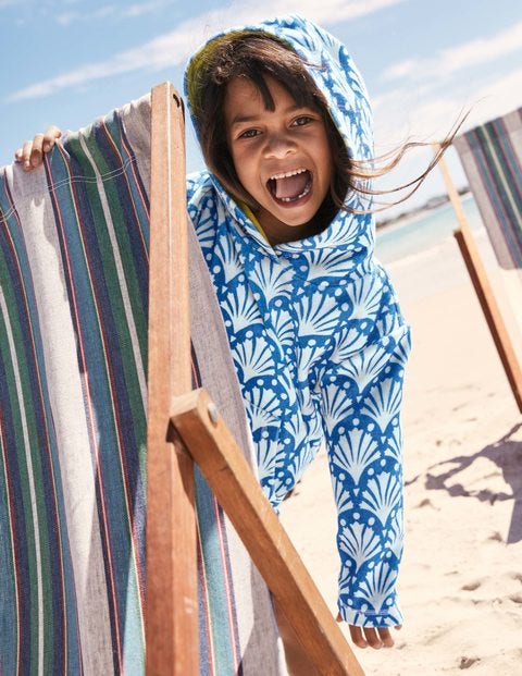 Pattern Towelling Beach Dress - Blue Geo Coral Pattern Towelling Beach Dress - Blue Geo Coral