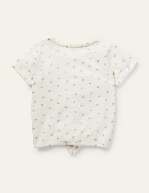 Tie-front T-shirt - Ivory/ Gold Foil Little Star Tie-front T-shirt - Ivory/ Gold Foil Little Star