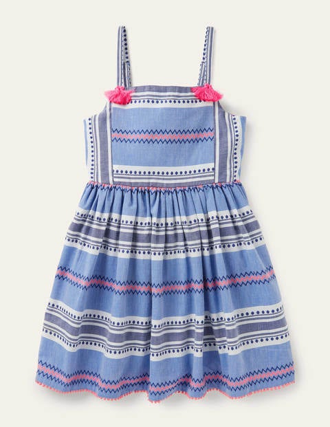 Stripe Tassel Sun Dress - Starboard Blue/Pink Sunset Stripe Tassel Sun Dress - Starboard Blue/Pink Sunset