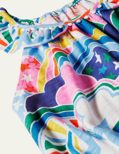 Charlie Pom Jersey Playsuit - Multi Star Rainbow Charlie Pom Jersey Playsuit - Multi Star Rainbow