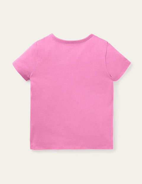 Funny Animals Appliqué T-shirt - Plum Blossom Pink Cat Funny Animals Appliqué T-shirt - Plum Blossom Pink Cat