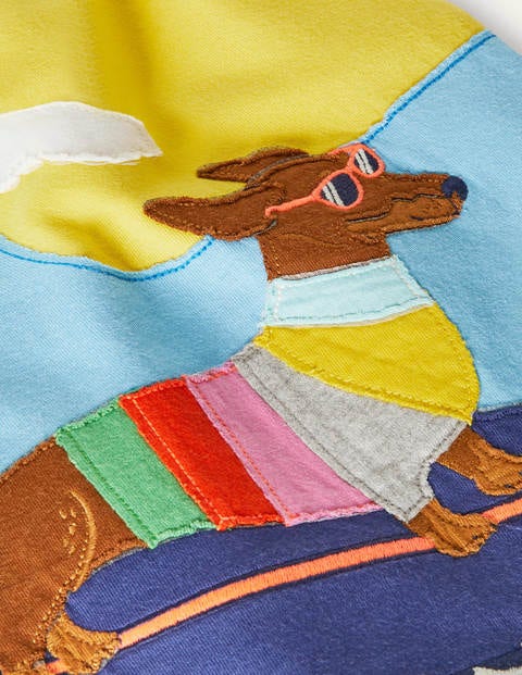 Funny Animals Appliqué T-shirt - Daffodil Yellow Sausage Dog Funny Animals Appliqué T-shirt - Daffodil Yellow Sausage Dog