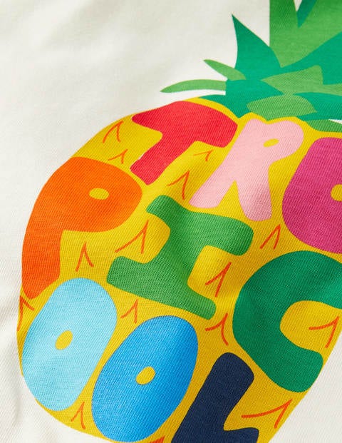 Raglan-T-Shirt mit fröhlichem Motiv - Naturweiß, Ananas Raglan-T-Shirt mit fröhlichem Motiv - Naturweiß, Ananas