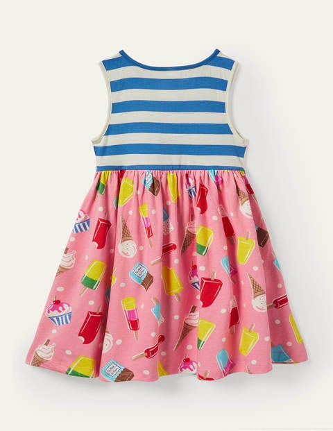 Hotchpotch Tiered Jersey Dress - Pink Lemonade Ice Cream Spot Hotchpotch Tiered Jersey Dress - Pink Lemonade Ice Cream Spot