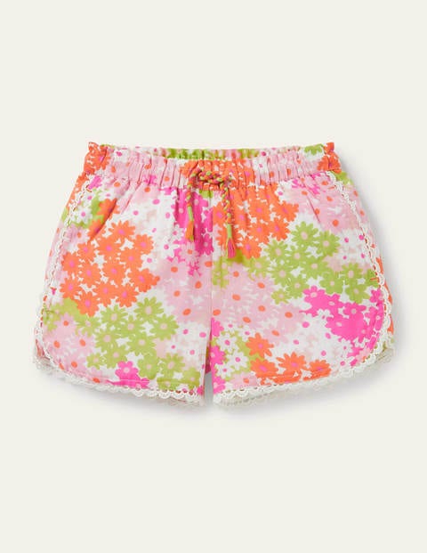 Lace Detail Shorts - Soft Coral Pink Summer Daisy Lace Detail Shorts - Soft Coral Pink Summer Daisy