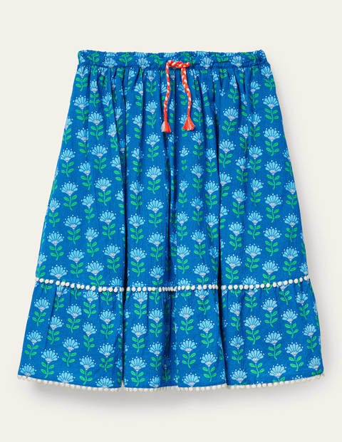 Midi Printed Skirt - Moroccan Blue Woodblock Midi Printed Skirt - Moroccan Blue Woodblock