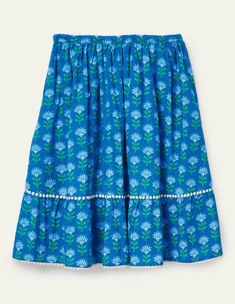 Midi Printed Skirt - Moroccan Blue Woodblock Midi Printed Skirt - Moroccan Blue Woodblock