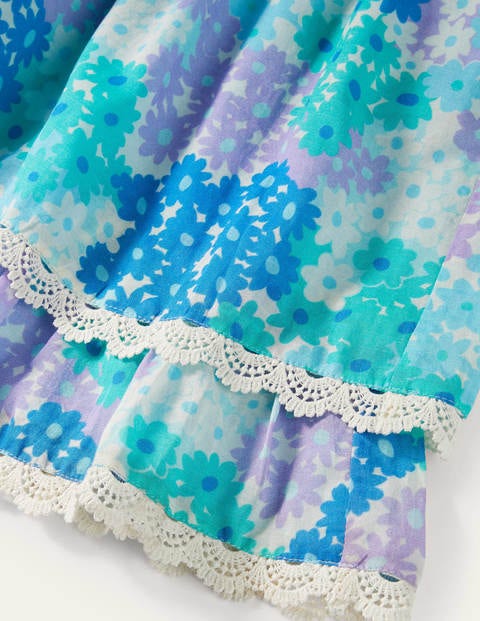 Lace Detail Printed Dress - Moroccan Blue Daisy Lace Detail Printed Dress - Moroccan Blue Daisy