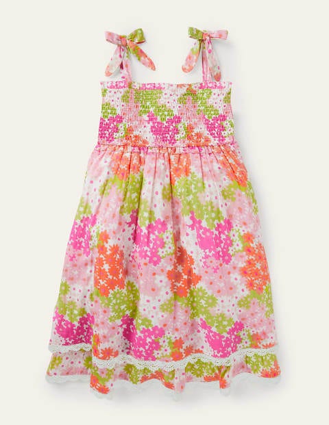 Lace Detail Printed Dress - Soft Coral Pink Summer Daisy Lace Detail Printed Dress - Soft Coral Pink Summer Daisy