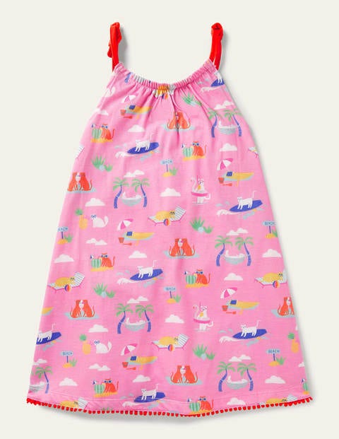 Sommerliches Jerseykleid - Pflaumenblütenrosa, Katzen im Sommerurlaub Sommerliches Jerseykleid - Pflaumenblütenrosa, Katzen im Sommerurlaub