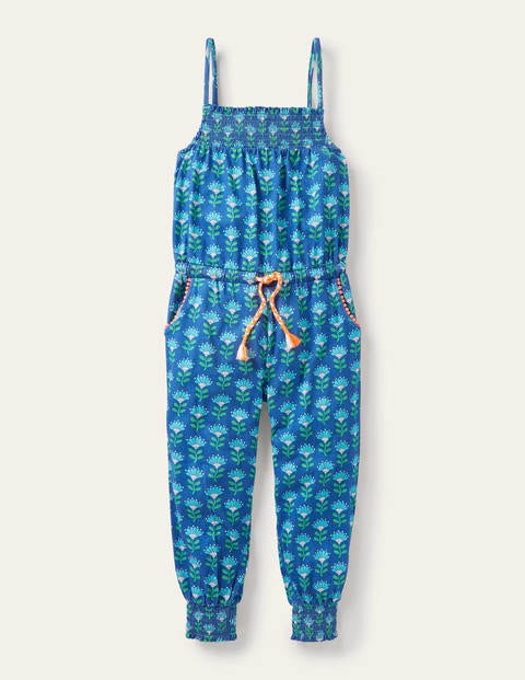 Jersey Tassel Tie Jumpsuit - Moroccan Blue Jersey Tassel Tie Jumpsuit - Moroccan Blue