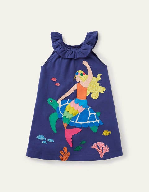 Mermaid Big Appliqué Dress - Starboard Blue Mermaid Mermaid Big Appliqué Dress - Starboard Blue Mermaid