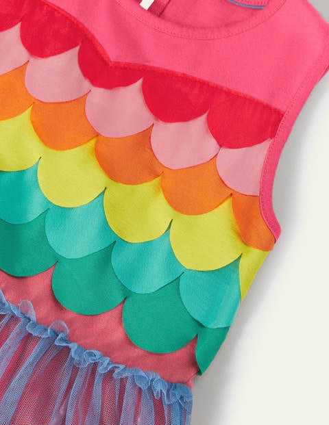 Jerseykleid Mit Regenbogenschuppen Bonbonrosa Regenbogen Boden De