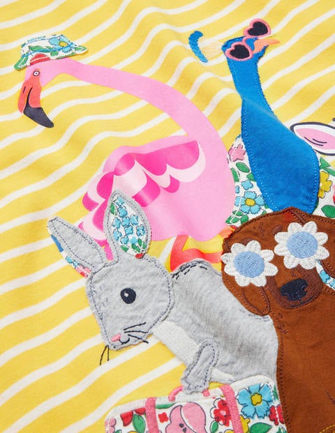 Appliqué Jersey Dress - Daffodil/ Ivory Animals Appliqué Jersey Dress - Daffodil/ Ivory Animals