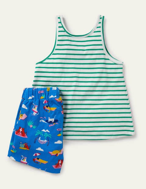 Pyjama fun avec poche - Chats en vacances bleu marocain Pyjama fun avec poche - Chats en vacances bleu marocain