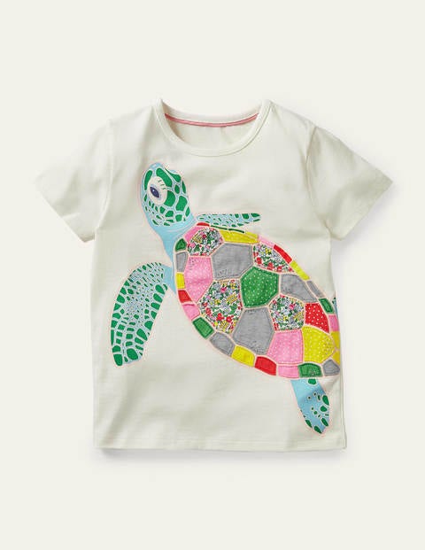 Rainbow Appliqué T-shirt - Ivory Turtle Rainbow Appliqué T-shirt - Ivory Turtle