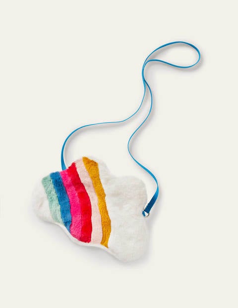 Faux Fur Cloud Bag - White Rainbow Faux Fur Cloud Bag - White Rainbow
