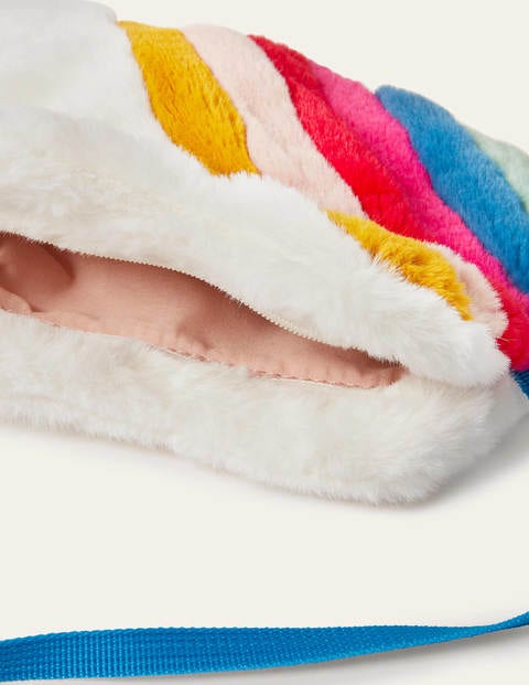 Faux Fur Cloud Bag - White Rainbow Faux Fur Cloud Bag - White Rainbow