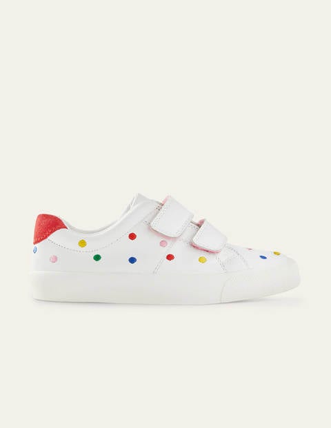 Fun Low Tops - White Leather Rainbow Spots Fun Low Tops - White Leather Rainbow Spots