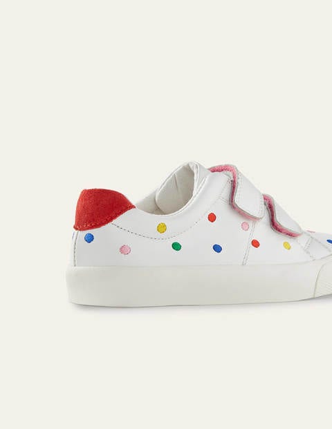 Fun Low Tops - White Leather Rainbow Spots Fun Low Tops - White Leather Rainbow Spots